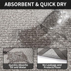 Kitchen Rugs Non Slip Washable, Super Absorbent Kitchen Mats for Floor, Rubber Backing Jute-Like Braid Kitchen Sink Mat Runner Rug Standing Mat, Easy to Clean, Gray 17"x47"