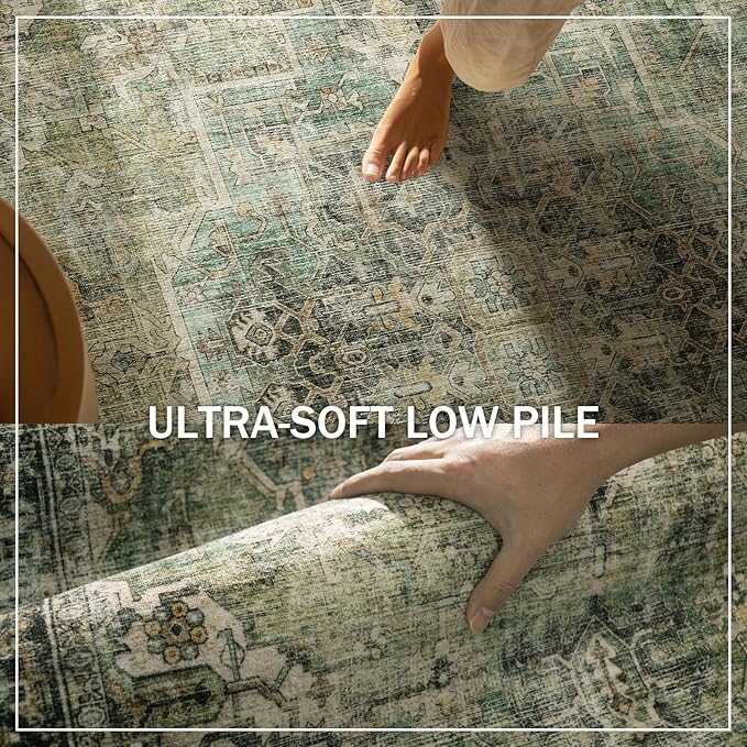 Machine Washable Kitchen Runner Rug: 2'6"x8' Hallway Rug Non Slip Low-Pile Stain Resistant Soft Carpet Runners for Entryway Hallways Kitchen Laundry Room Beside Farmhouse