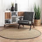Nuloom Elijah Dark Grey/Natural, 8' Round, Basketweave, Seagrass, Soft and Textured, High Traffic, Stain Resistant, Easy Clean, Durable Area Rug for Bedroom, Living Room, Dining, Den, Foyer, Entryway