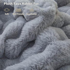 LIFEREVO Luxury Fluffy Faux Rabbit Fur Blanket, Plush Fuzzy Bubble Waffle Throw for Couch Sofa, Cozy Comfy Furry Bed Blanket Home Decoration, Shaggy Throw for Bedroom Living Room, 60x90, Light Grey