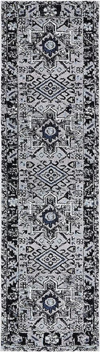 SAFAVIEH Vintage Hamadan Collection Runner Rug - 2'3" x 8', Light Grey & Dark Grey, Traditional Persian Design, Non-Shedding & Easy to Clean, Ideal for Hallway, Foyer, Entryway, Bedroom (VTH211F)