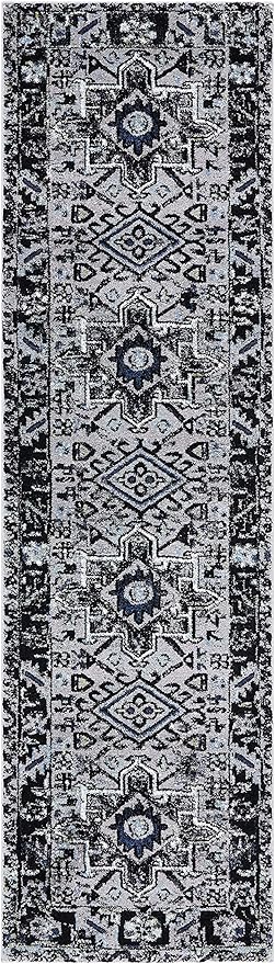 SAFAVIEH Vintage Hamadan Collection Runner Rug - 2'3" x 8', Light Grey & Dark Grey, Traditional Persian Design, Non-Shedding & Easy to Clean, Ideal for Hallway, Foyer, Entryway, Bedroom (VTH211F)