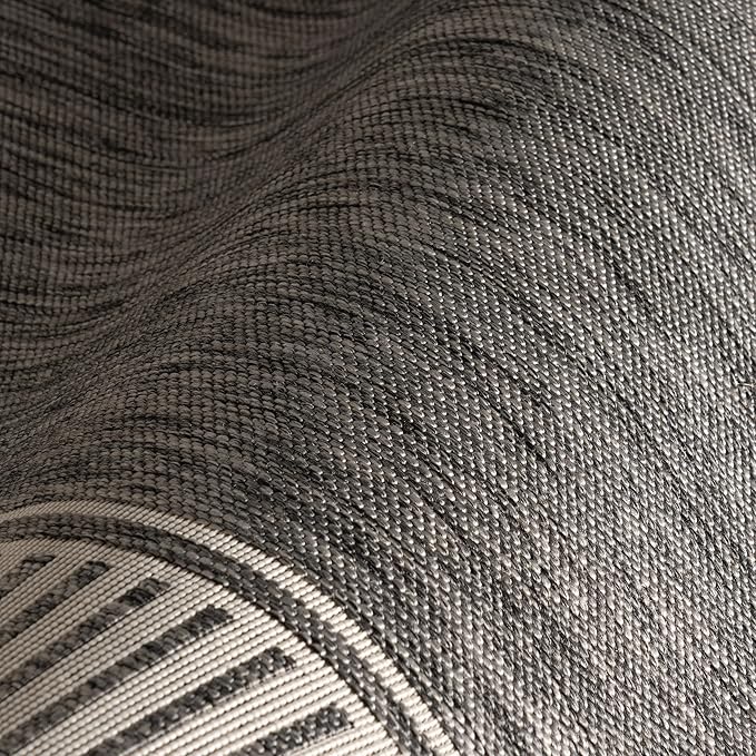 Nuloom Asha Grey/Ivory, 10' x 14', Casual, Striped Border, Soft and Cozy, High Traffic, Stain Resistant, Easy Clean, Durable Area Rug for Indoor/Outdoor Patio, Deck, Porch, Garden, Courtyard