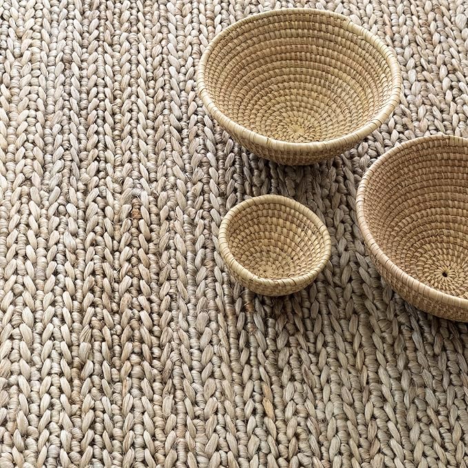 Dash & Albert Jute Handwoven Seaglass Rug, 7.5 X 9.5 Feet, Blue Solid Pattern