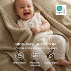 Bedsure 100% Cotton Muslin Blanket King Size for Bed - 4-Layer Breathable and Lightweight Thin Soft Summer Gauze Muslin Blanket for Adults, Light Brown, 108x90 Inches