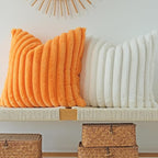JOJUSIS Pack of 2 Faux Fur Plush Decorative Throw Pillow Covers Couch Cushion Case Soft Pillowcases (Orange, 22 x 22-Inch)