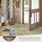 GENIMO 6x9 Area Rugs for Living Room, Machine Washable Non Slip Vintage Rugs, Low Pile Lightweight Chenille Print Rug for Bedroom, Dining Room, Home Office