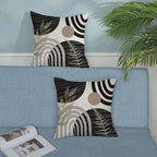 Boho Black Pillow Covers 18x18 Set of 2 Gold Leaf Tropical Mid Century Throw Pillows Outdoor Bohemian Abstract Modern Decorative Pillow Cases Farmhouse Linen Cushion Case for Couch Sofa Decor