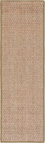 SAFAVIEH Natural Fiber Collection Runner Rug - 2'6" x 8', Natural & Olive Green, Seagrass, Basketweave Pattern with Border (NF114G)