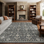 6x9 Washable Rug Vintage Fade Resistant Boho Distressed Non-Slip Indoor Large Carpet Low Pile Lightweight & High-Traffic Safe for Bedroom, Dorm, Playroom - Farmhouse Decor