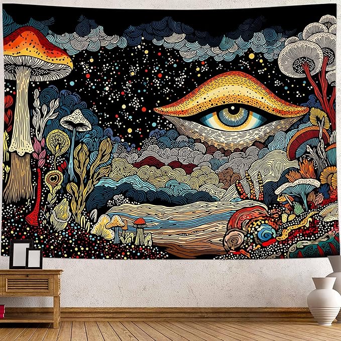 Yeoiat Tapestry Mystical Mushroom Tapestries Fantasy Gaze Tapestries Bohemian Forest Wall Tapestry Bedroom Dormitory Living Room Decoration 80"x60"
