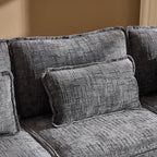 VINGLI 111" Convertible Modular Sectional Sofa,Comfortable L Shaped Reversible Couch with Ottoman, Removable 3 Seater Boneless Modern Couch, Durable Chenille Cloud Sofa for Living Room,Grey