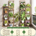 EnHomee Tall Plant Stand, 14 Tiers Indoor Plant Stand for Multiple Plants Pot, Wood Plants Shelves for Living Room, Patio, Balcony, Yard, Garden, 11.8''D×56''W×63''H