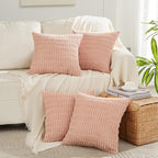 Fancy Homi 4 Packs Boho Pink Decorative Throw Pillow Covers 20x20 Inch for Living Room Couch Bed Sofa, Rustic Modern Farmhouse Home Decor, Soft Plush Corduroy Square Cute Cushion Case 50x50 cm