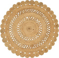 Hand Woven Braided Jute Rug - 5' Round - Reversible Farmhouse Rugs for Living Room, Bedroom, Dining Room, Kitchen - Natural Decorative Floor Boho Entry Area Rugs - Round Jute Rug 5 Foot
