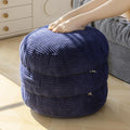 HIGOGOGO Pouf Ottoman Stuffed Round Modern Foam Filled Foot Rest Poufs 20 X 18 Inches Modular Ottomans Separated Into Floor Cushions for Living Room Chair Decorative Stool, Navy