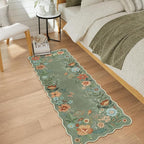 Lahome Floral Washable Runners for Hallways, 2x5 Kitchen Runner Ultra-Thin, Non-Slip Soft Hallway Rug Stain Resistant Boho Low-Pile Carpet for ‎Laundry Bathroom Bedroom Flore (2x5ft,Green)