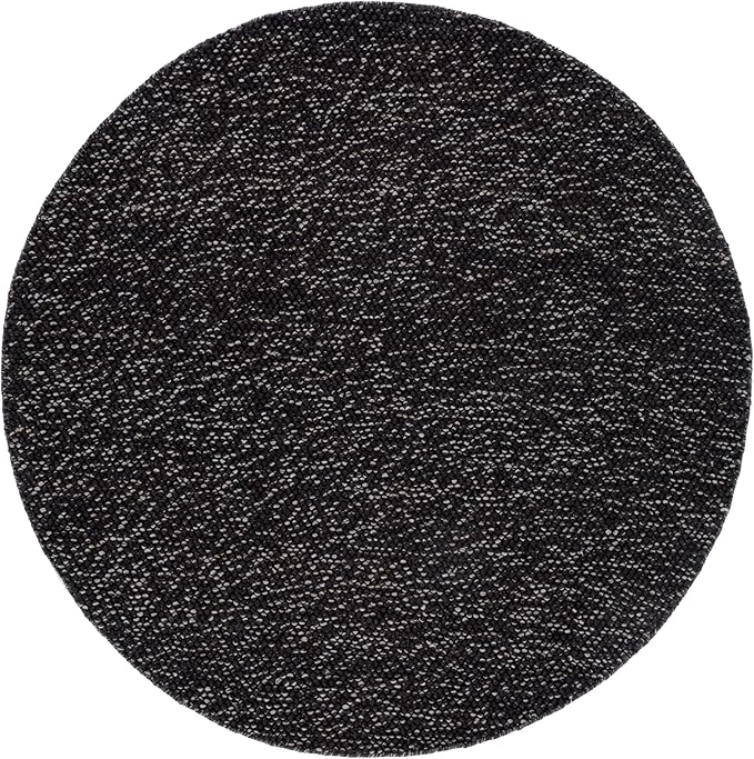SAFAVIEH Natura Collection Area Rug - 6' Round, Black & Grey, Handmade Wool Blend, Textured Design, Ideal for Living Room, Bedroom, Dining Space (NAT425Z)
