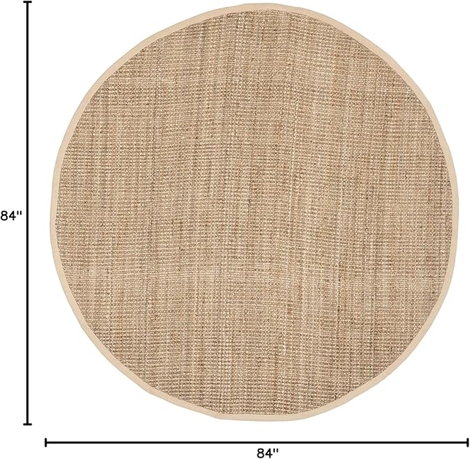 SAFAVIEH Natural Fiber Collection 7' Round Natural NF730C Handmade Farmhouse Premium Jute Area Rug