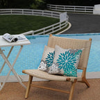DFXSZ Dark Blue Green Outdoor Pillow Covers 16X16 Inch Set of 2 Spring Teal Flower Pillow Case Outdoor Waterproof Decor for Patio Funiture Garden Polyester pillowcovers 002D16
