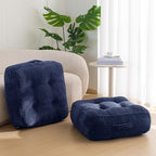 HIGOGOGO 8" Extra Thick Floor Pillow Cushion for Adults, Meditation Cushion Pillow, Large Square Floor Sitting, Tufted Corduroy Cover, for Tatami Living Room or Yoga, 22x22 Inch, 2Pack, Navy