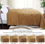Superior Fleece Boho Jacquard Blanket, Decorative Blankets for Bedroom, Sofa, Fuzzy, Plush, Fluffy, Soft, Cute Room Decor, Beautiful Cover, Comfort Essentials, Arctic Collection, Twin, Camel