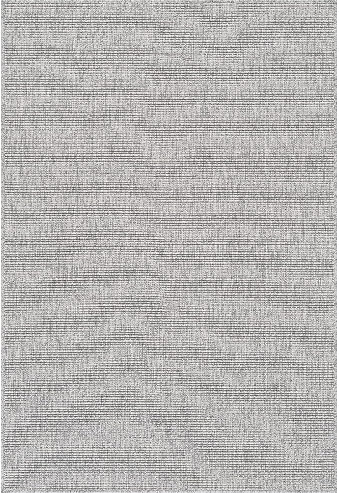 Beverly Rug Easy Jute Gray Rug 5x7 Solid Washable Durable Outdoor Indoor Area Rugs for Living Dining Room Patio Office Stain Resistant Non Shedding Casual Indoor Outside Carpet (5 x 7 Gray)