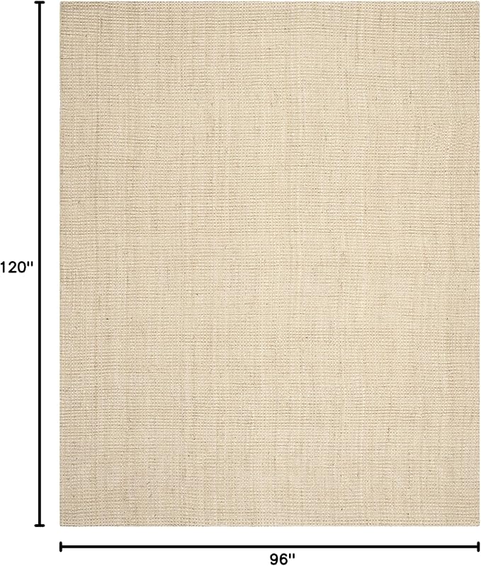 SAFAVIEH Area Rug 8x10 - Natural Fiber Collection - Large - Ivory, Handmade Jute, Farmhouse Style, Ideal for Living Room, Bedroom, Dining Space (NF730A)