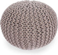 GDFStudio Handcrafted Modern Cotton Pouf Ottoman Foot Stool - Bean Bag Floor Chair - Foot Rest Couch for Living Room Bedroom, Brown