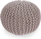 GDFStudio Handcrafted Modern Cotton Pouf Ottoman Foot Stool - Bean Bag Floor Chair - Foot Rest Couch for Living Room Bedroom, Brown