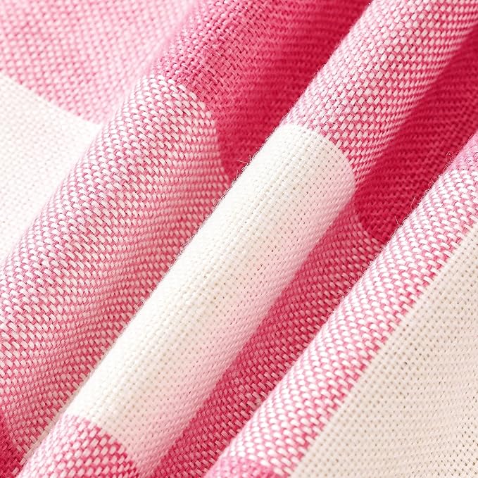 CARRIE HOME Pink Buffalo Plaid Couch Pillow Covers 18x18 Set of 2 Outdoor Hot Pink Decorative Farmhouse Checkered Linen Throw Pillow Covers 18 x 18 for Bed Room Couch Patio and Yard