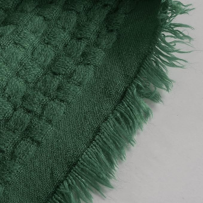 CREVENT Farmhouse Boho Knitted Throw Blanket for Couch Sofa Chair Bed Home Decoration, Soft Warm Cozy Light Weight for Spring Summer Fall (50''X60'' Christmas Green)
