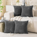 Set of 4 Dark Grey Decorative Throw Pillow Covers 18x18 Inch Corduroy Pillow Covers for Bed Couch Sofa Living Room Soft Square Cushion Cases