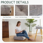HIGOGOGO Tufted Corduroy Recliner Seat Cushion for Elderly, 20x20x6 Inch Extra Large Square Seat Cushion for Recliner Chair, Floor Pillow, Office Chair, Car, No Pressure on Thighs, Grey