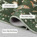 Mushroom Washable Rugs 5x7 for Living Room Low-Pile Whimsical Cottage Core Insect Bug Butterfly Funky Dark Gothic Decor for Bedroom Nursery Dining Room Olive Green