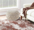 NOORI Rug Home - 100% Handmade & Handcrafted Premium Cotton Round Knitted Macrami Style Pouf - for The Living Room, Bedroom and Kids Room - Small Furniture - Taupe, 20X20x14 (S121)