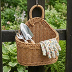 DOITOOL Set of 2 Wicker Hanging Basket for Wall, Front Door, Flowers, Mail, Fruit - Boho Handmade Rattan Hanging Wall Baskets for Garden Farmhouse Home Storage