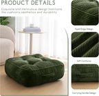 HIGOGOGO 8" Extra Thick Floor Pillow Cushion for Adults, Meditation Cushion Pillow, Large Square Floor Sitting, Tufted Corduroy Cover, for Tatami Living Room or Yoga, 22x22 Inch, Dark Green