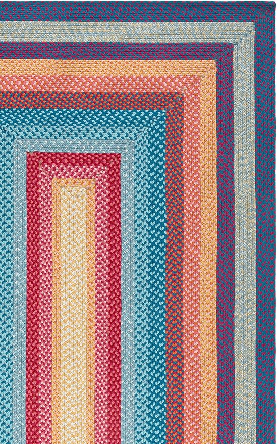 SAFAVIEH Washable Rug Outdoor Braided Collection - 3' x 5', Red & Orange, Handmade & Reversible, Non-Shedding & Easy to Clean, Ideal for Patio, Backyard, Mudroom (BRD308Q)