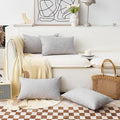 Home Brilliant Lumbar Pillow Covers Faux Linen Rectangular Throw Pillows Pillow Case Cushion Covers Set of 4, 12 x 20, Light Grey