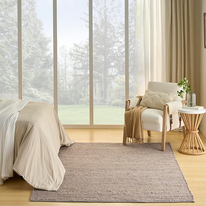 Nourison Home Natural Jute Grey 8' x 10' Area Rug - Easy Clean, Non Shedding, Bed Room, Living Room, Dining Room, Kitchen (8' x 10')