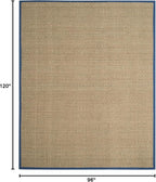 SAFAVIEH Area Rug 8x10 - Natural Fiber Collection - Large - Natural & Navy, Seagrass, Basketweave Pattern (NF114T)