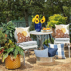 DFXSZ Brown and Yellow Floral Pillow Covers 16x16 Set of 2 Outdoor Waterproof Decorative Throw Pillows Summer Pillow Covers Polyester Cushion Case Decor for Couch Patio Funiture Garden Porch 011E16