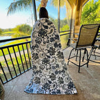 Serafina Home Throw Blanket: Velvety Soft, Durable Fleece Accent for Bed or Couch (Navy Damask and Paisley, 50 x 70 inches)