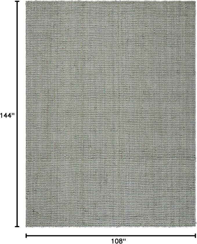 SAFAVIEH Natural Fiber Collection Area Rug - 9' x 12', Green & Grey, Handmade Farmhouse Jute, Ideal for High Traffic Areas in Living Room, Bedroom (NF730B)