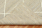 Indian Artisans Hand Braided Jute Kilim Rug 2x3 Area Rug Natural Jute Geometric Pattern Grey White Hand Woven Flatweave Carpet Indoor Outdoor Rugs for Kitchen Garden Yoga Mat