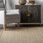 Nuloom Elijah Brown/Natural, 4' x 6', Basketweave, Seagrass, Soft and Textured, High Traffic, Stain Resistant, Easy Clean, Durable Area Rug for Bedroom, Living Room, Dining, Den, Foyer, Entryway