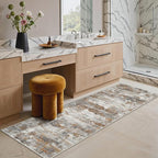 GENIMO Washable Rugs 2x5 Runner Rugs for Hallway Kitchen, Modern Lightweight Rug Ultra Soft Indoor Runner Rugs for Entryway, Low Pile Carpet with Non Slip Backing, Grey Brown Beige