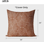AELS Boho Decorative Textured Throw Pillow Covers 26x26, Modern Mid Century Rainbow Tufted Pillow Case, Farmhouse Rustic Geometric Woven Cushion Case for Bed Couch Sofa, Burnt Orange