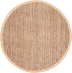 SAFAVIEH Natural Fiber Collection 5' Round Natural NF730C Handmade Farmhouse Premium Jute Area Rug